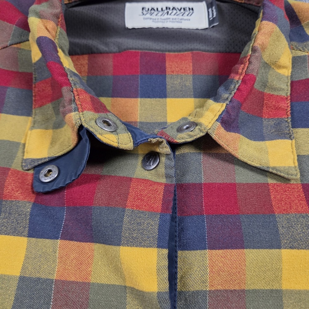 Fjallraven Specialized Shirt Womens XL Yellow Red Plaid Cycling Flannel Snap - Picture 3 of 9